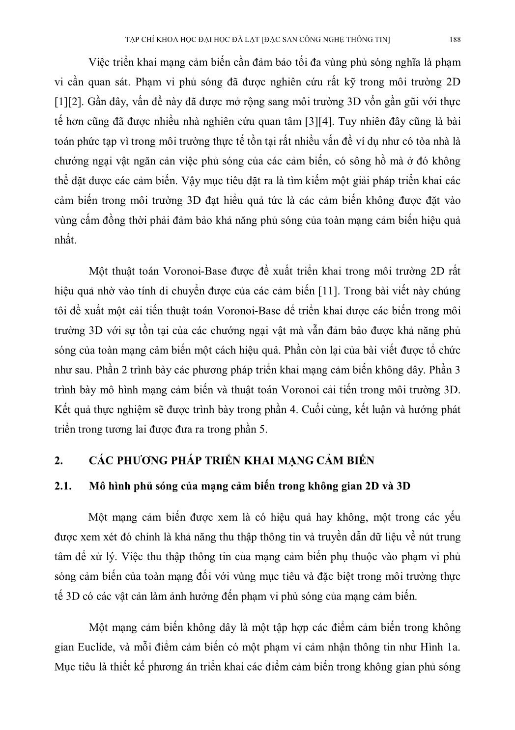 Tối ưu hóa vùng phủ sóng của mạng cảm biến không dây bằng thuật toán Voronoi trong môi trường 3D trang 2