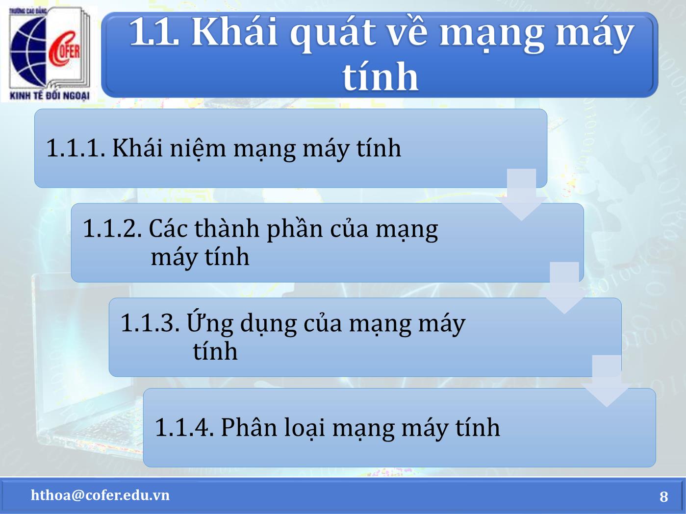 Bài giảng Mạng máy tính - Chương 1: Tổng quan về mạng máy tính và Internet - Hoàng Thanh Hòa trang 8