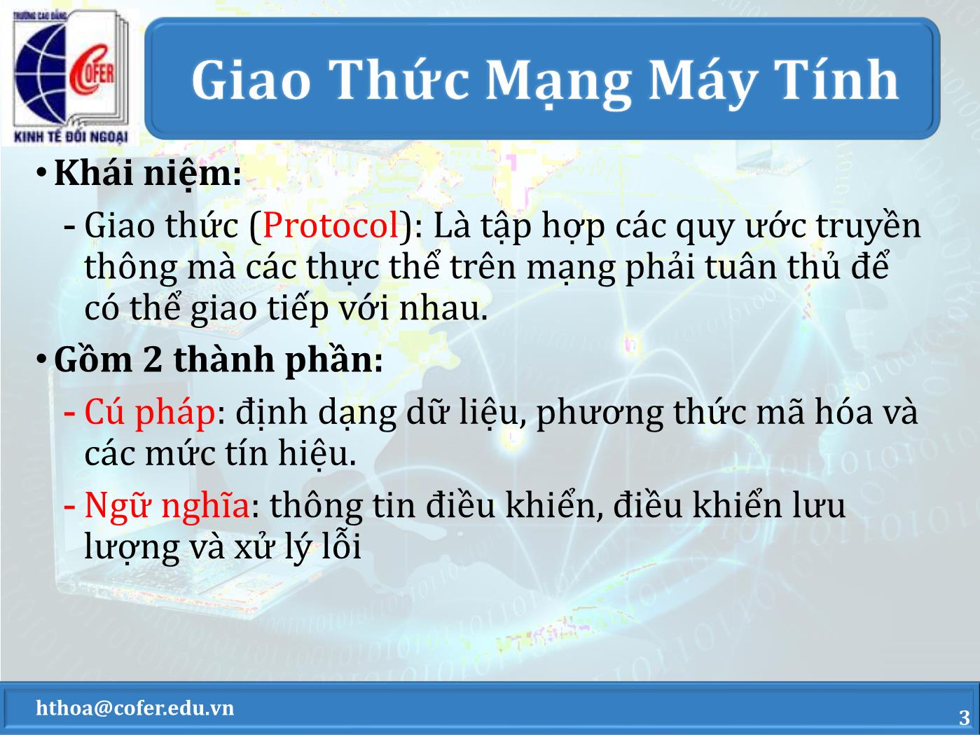 Bài giảng Mạng máy tính - Chương 2: Mô hình tham chiếu OSI - Hoàng Thanh Hòa trang 3