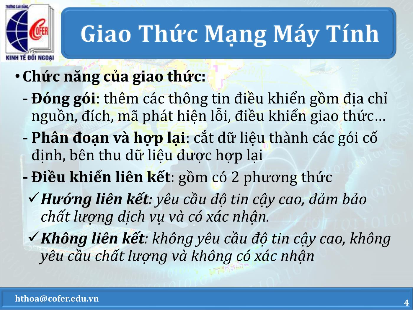 Bài giảng Mạng máy tính - Chương 2: Mô hình tham chiếu OSI - Hoàng Thanh Hòa trang 4