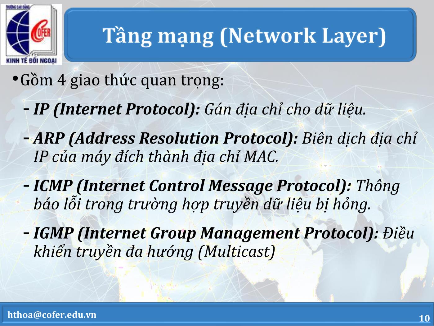 Bài giảng Mạng máy tính - Chương 4: Họ giao thức TCP/IP - Hoàng Thanh Hòa trang 10