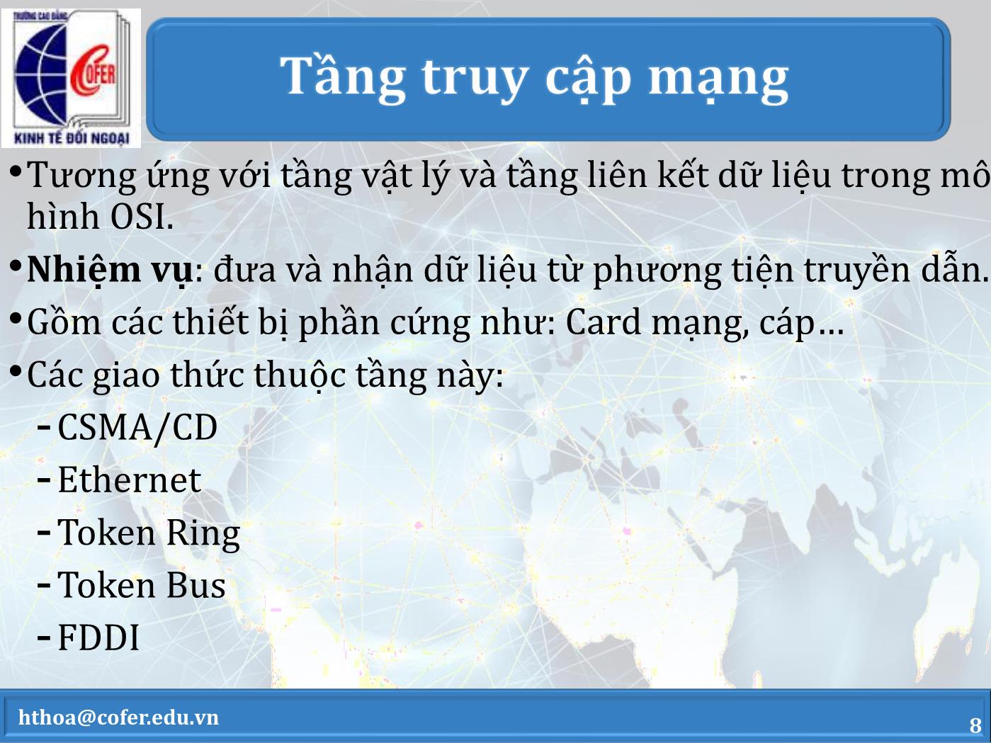 Bài giảng Mạng máy tính - Chương 4: Họ giao thức TCP/IP - Hoàng Thanh Hòa trang 8