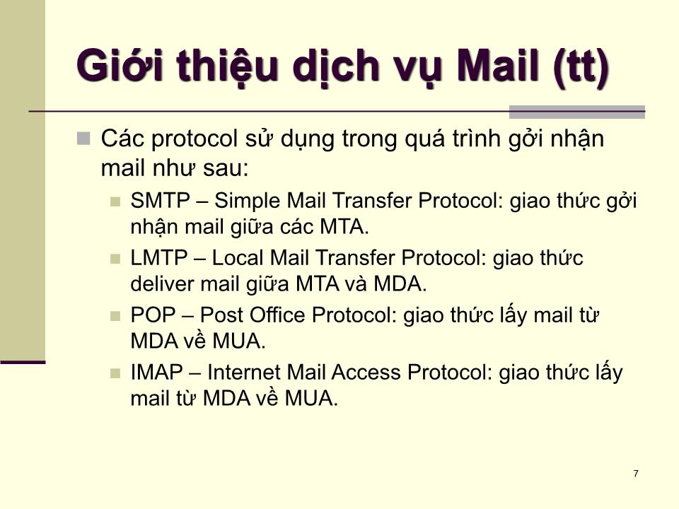 Bài giảng Dịch vụ mạng linux - Chương 6: Dịch vụ mail - Phạm Mạnh Cương trang 7