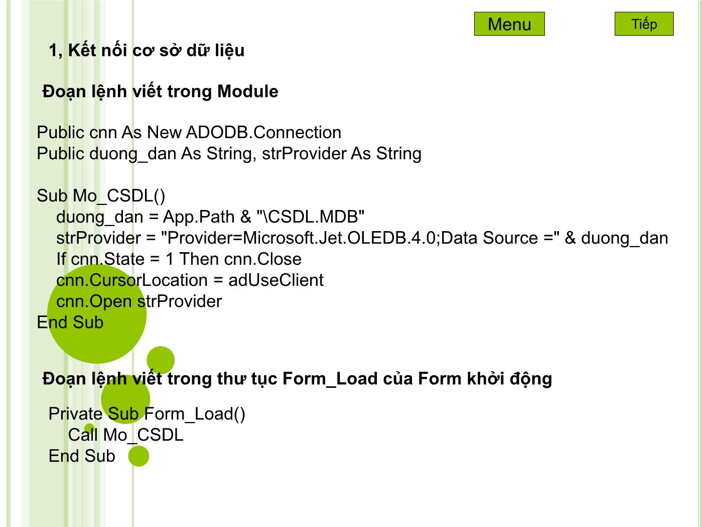 Bài giảng Microsoft Visual Basic - Bài 2: Các Đối Tượng Trong ADODB trang 2