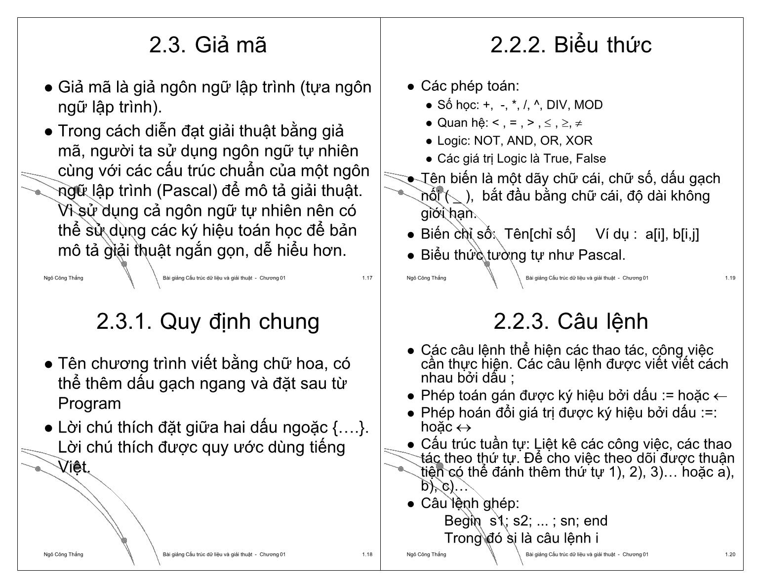 Bài giảng Công nghệ phần mềm - Chương 1: Cấu trúc dữ liệu và giải thuật - Ngô Công Thắng trang 5