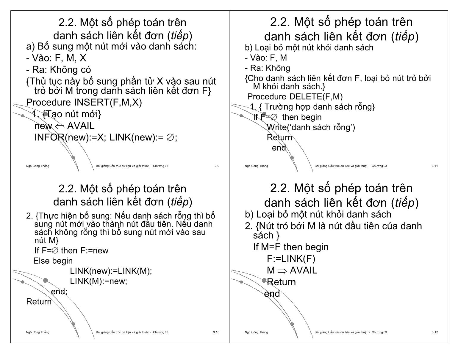 Bài giảng Công nghệ phần mềm - Chương 3: Danh sách liên kết - Ngô Công Thắng trang 3