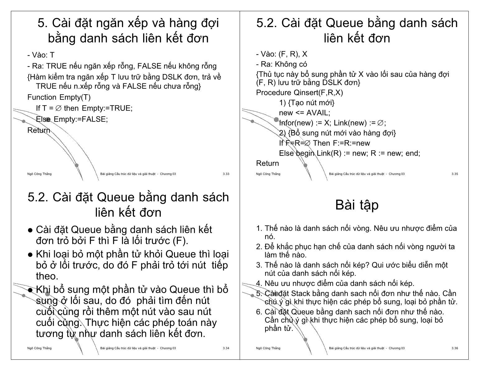 Bài giảng Công nghệ phần mềm - Chương 3: Danh sách liên kết - Ngô Công Thắng trang 9