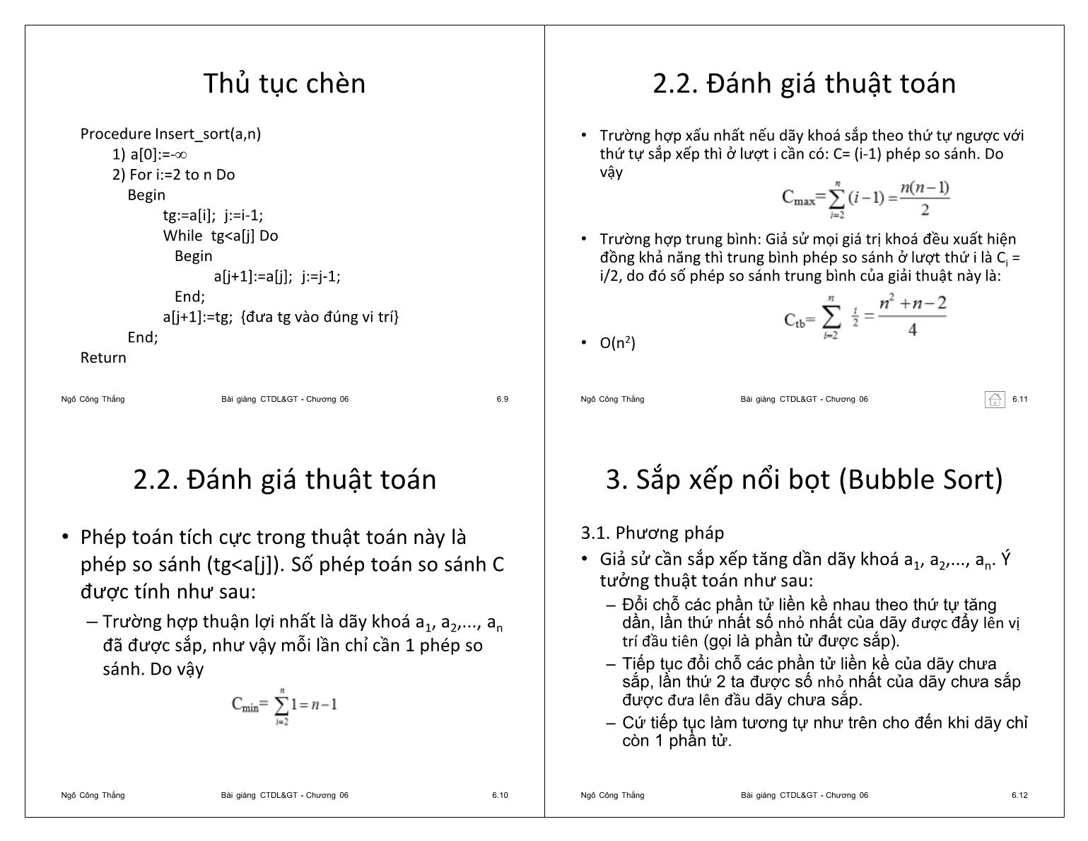 Bài giảng Công nghệ phần mềm - Chương 6: Giải thuật sắp xếp - Ngô Công Thắng trang 3