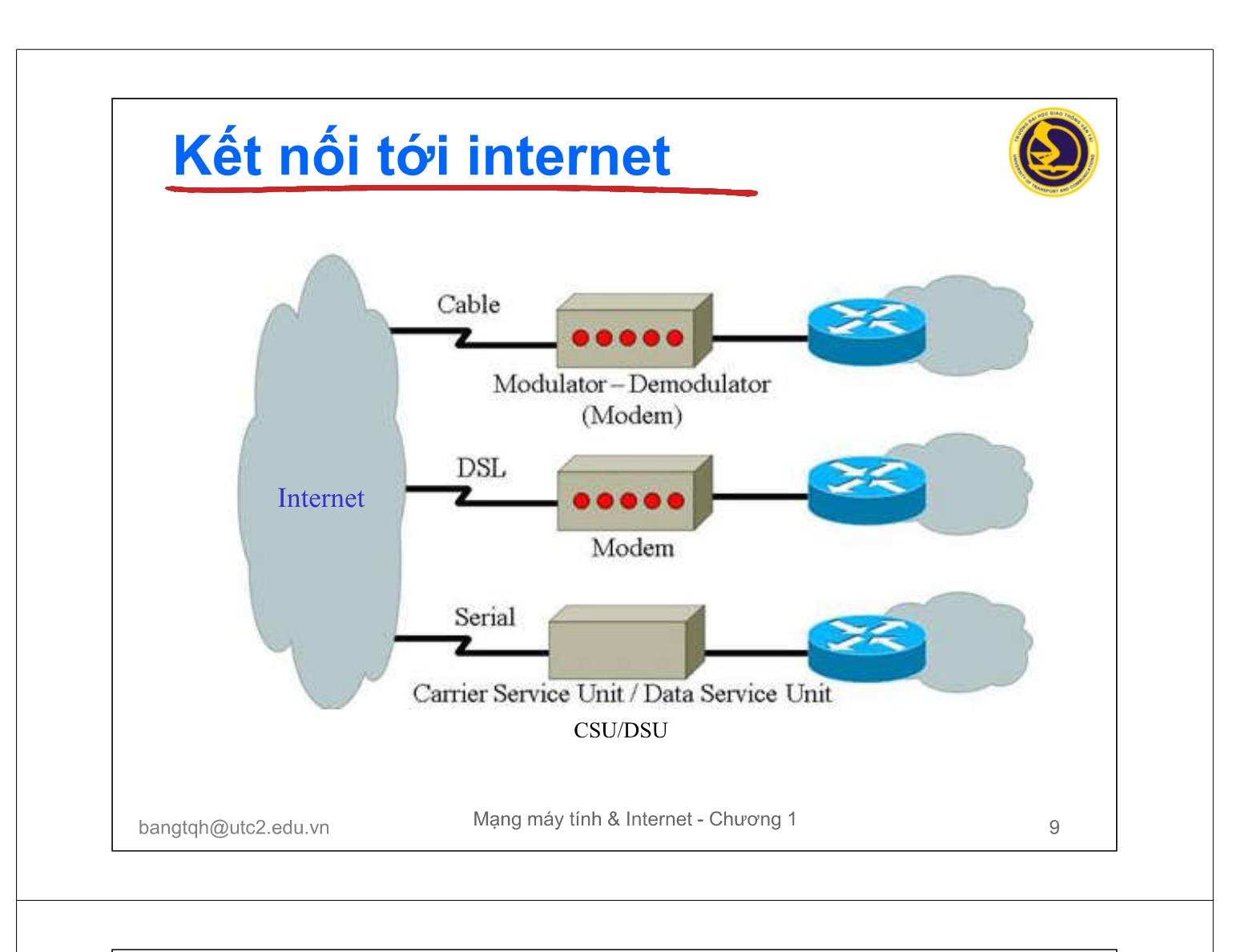 Bài giảng Mạng máy tính và Internet - Chương 1: Các khái niệm cơ bản trang 9