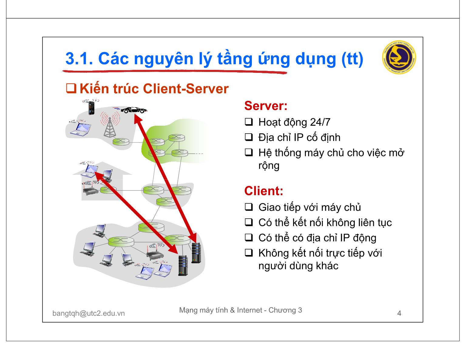 Bài giảng Mạng máy tính và Internet - Chương 3: Các giao thức tầng ứng dụng trang 4