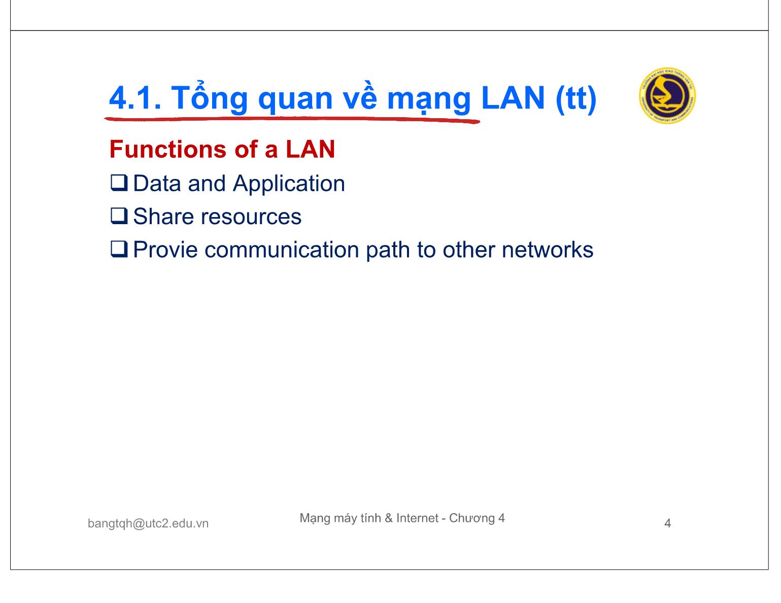 Bài giảng Mạng máy tính và Internet - Chương 4: Công nghệ mạng LAN trang 4