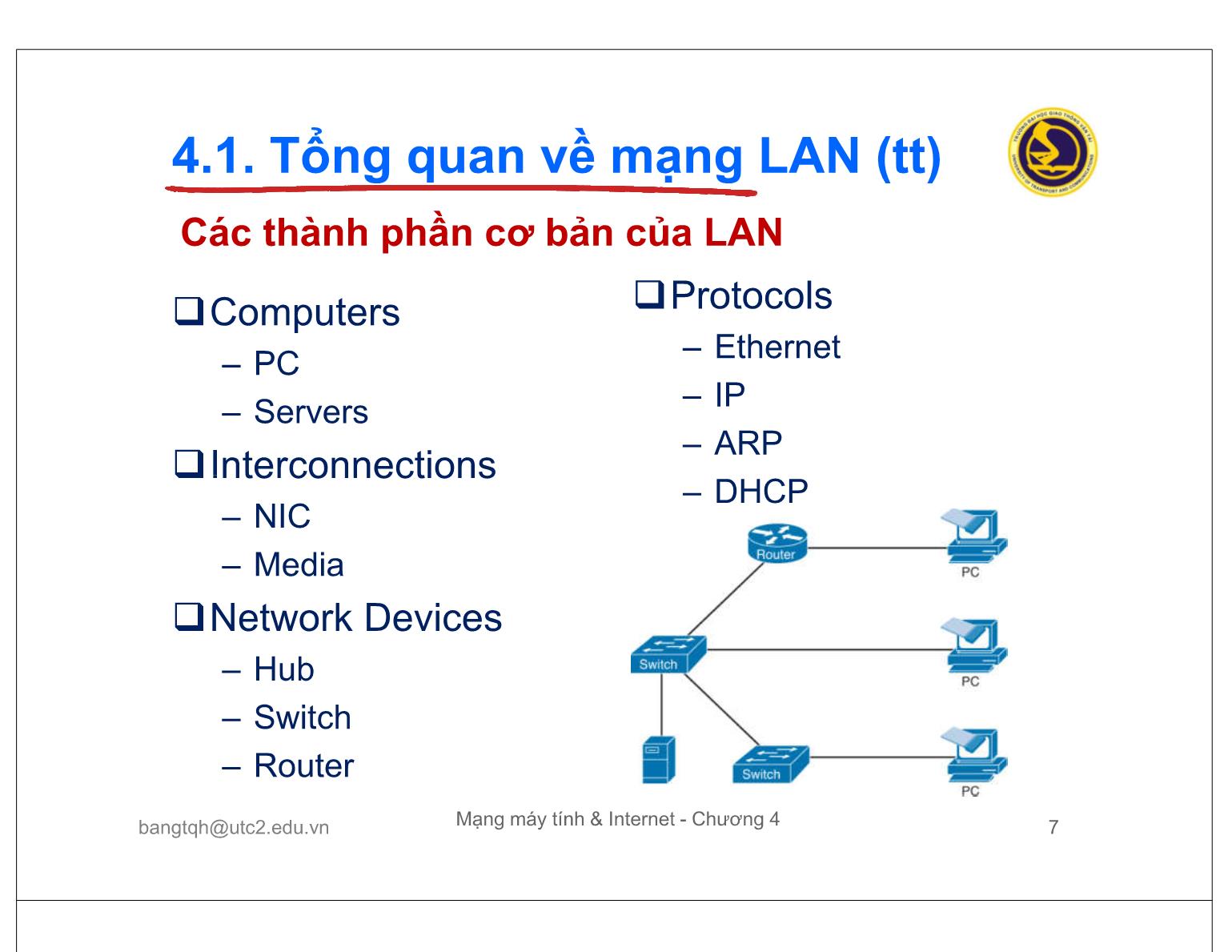 Bài giảng Mạng máy tính và Internet - Chương 4: Công nghệ mạng LAN trang 7