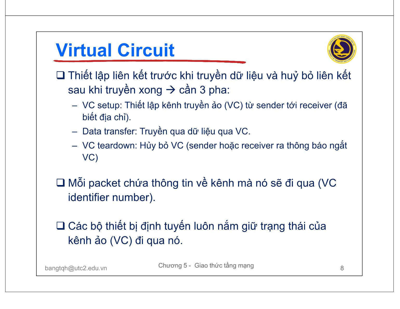 Bài giảng Mạng máy tính và Internet - Chương 5: Giao thức tầng network trang 8