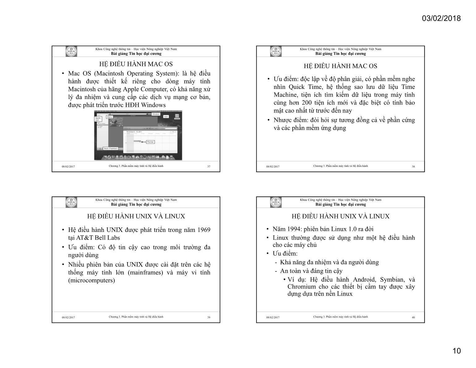 Bài giảng Tin học đại cương - Chương 3: Phần mềm máy tính và hệ điều hành - Học viện Nông nghiệp Việt Nam trang 10