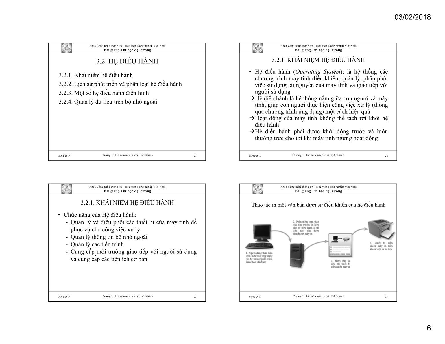 Bài giảng Tin học đại cương - Chương 3: Phần mềm máy tính và hệ điều hành - Học viện Nông nghiệp Việt Nam trang 6