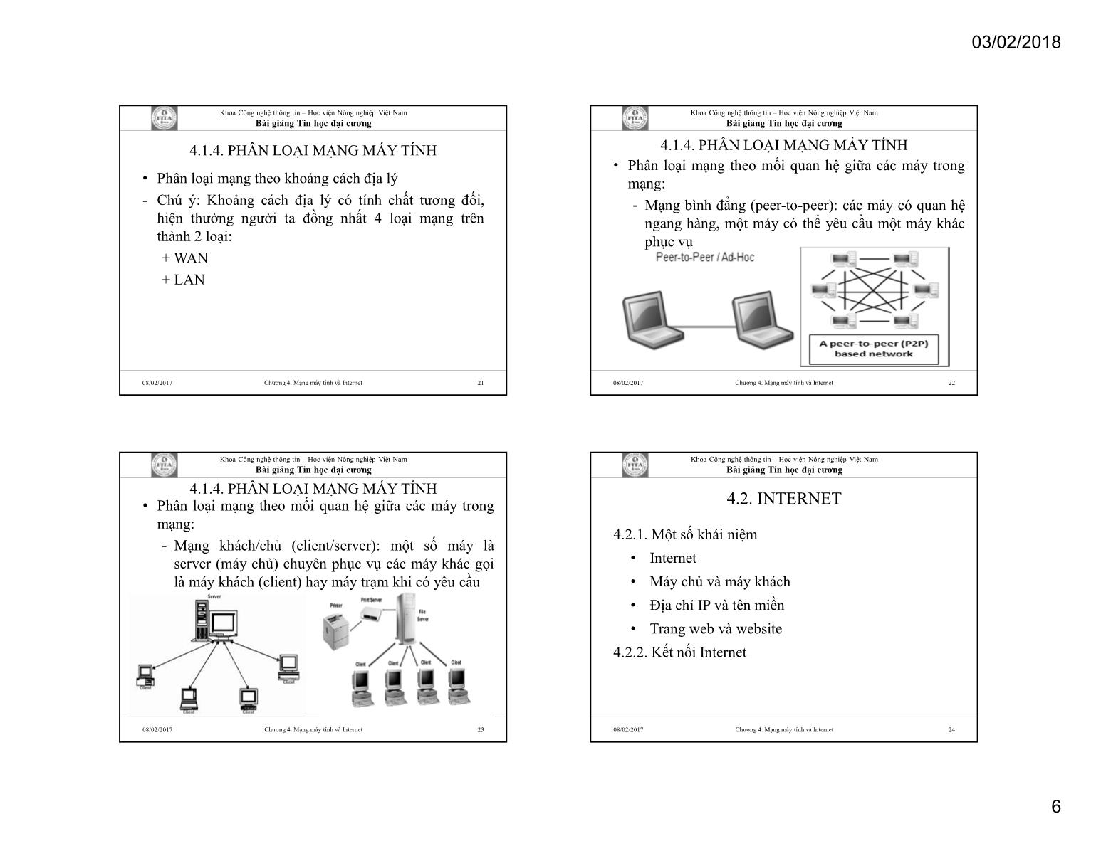 Bài giảng Tin học đại cương - Chương 4: Mạng máy tính và Internet - Học viện Nông nghiệp Việt Nam trang 6