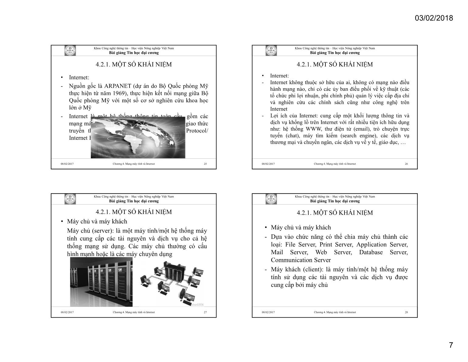 Bài giảng Tin học đại cương - Chương 4: Mạng máy tính và Internet - Học viện Nông nghiệp Việt Nam trang 7