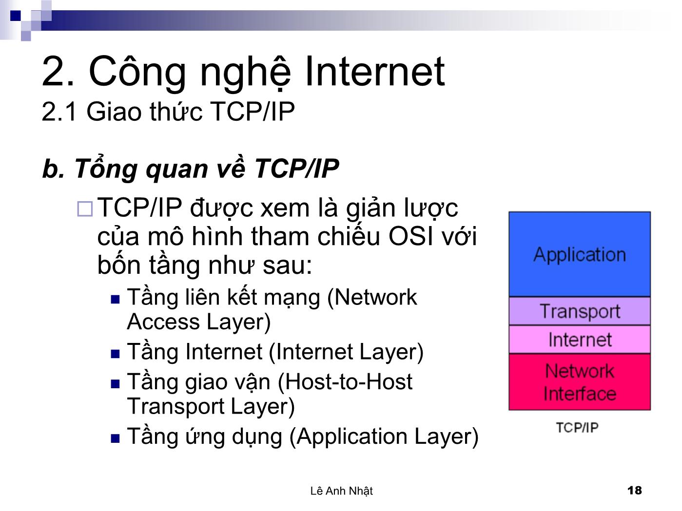 Bài giảng Internet - Bài 2: Công nghệ Internet - Lê Anh Nhật trang 3