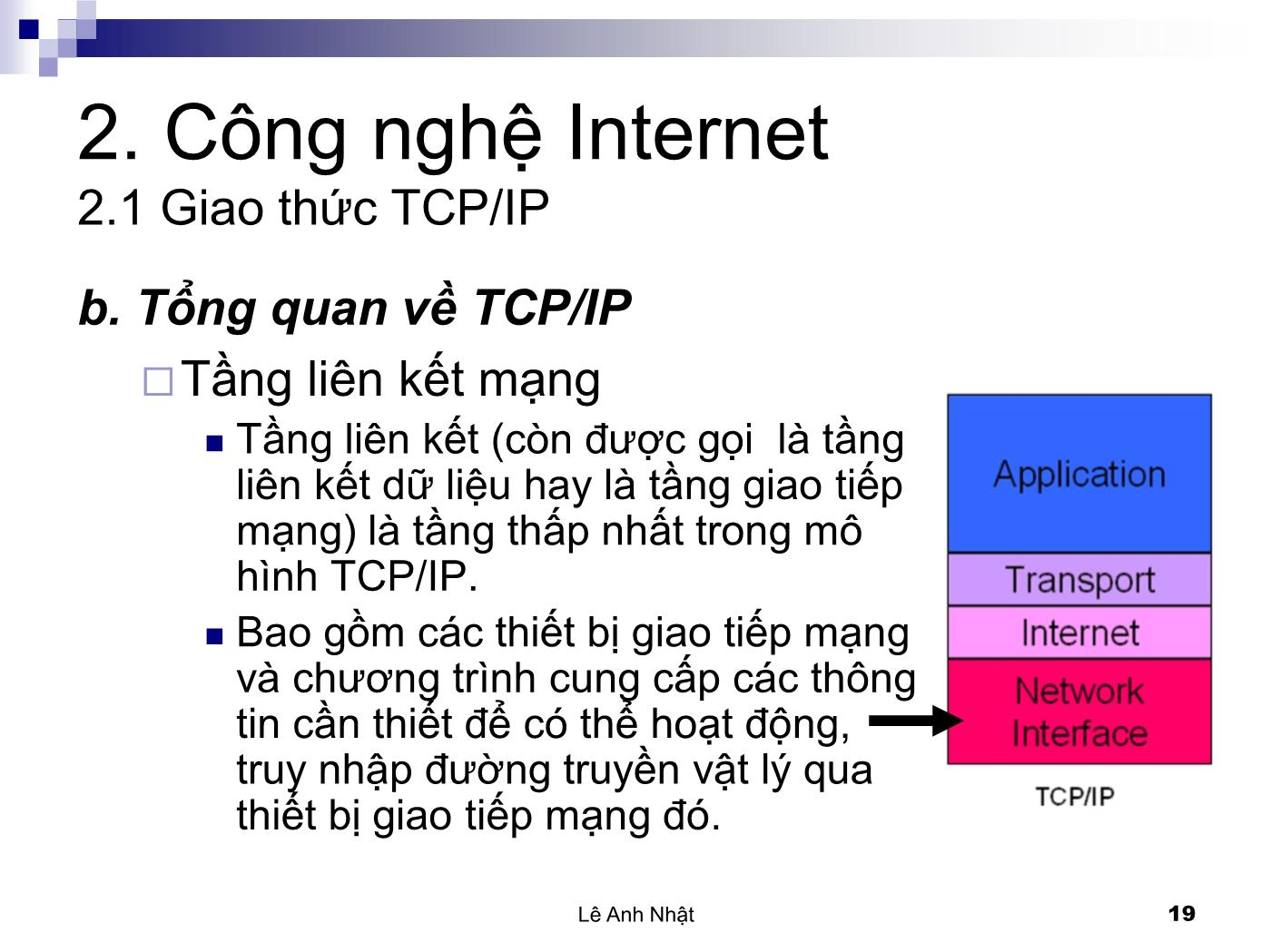 Bài giảng Internet - Bài 2: Công nghệ Internet - Lê Anh Nhật trang 4