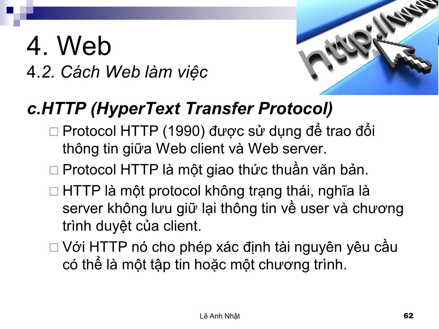 Bài giảng Internet - Bài 4: Web - Lê Anh Nhật trang 5