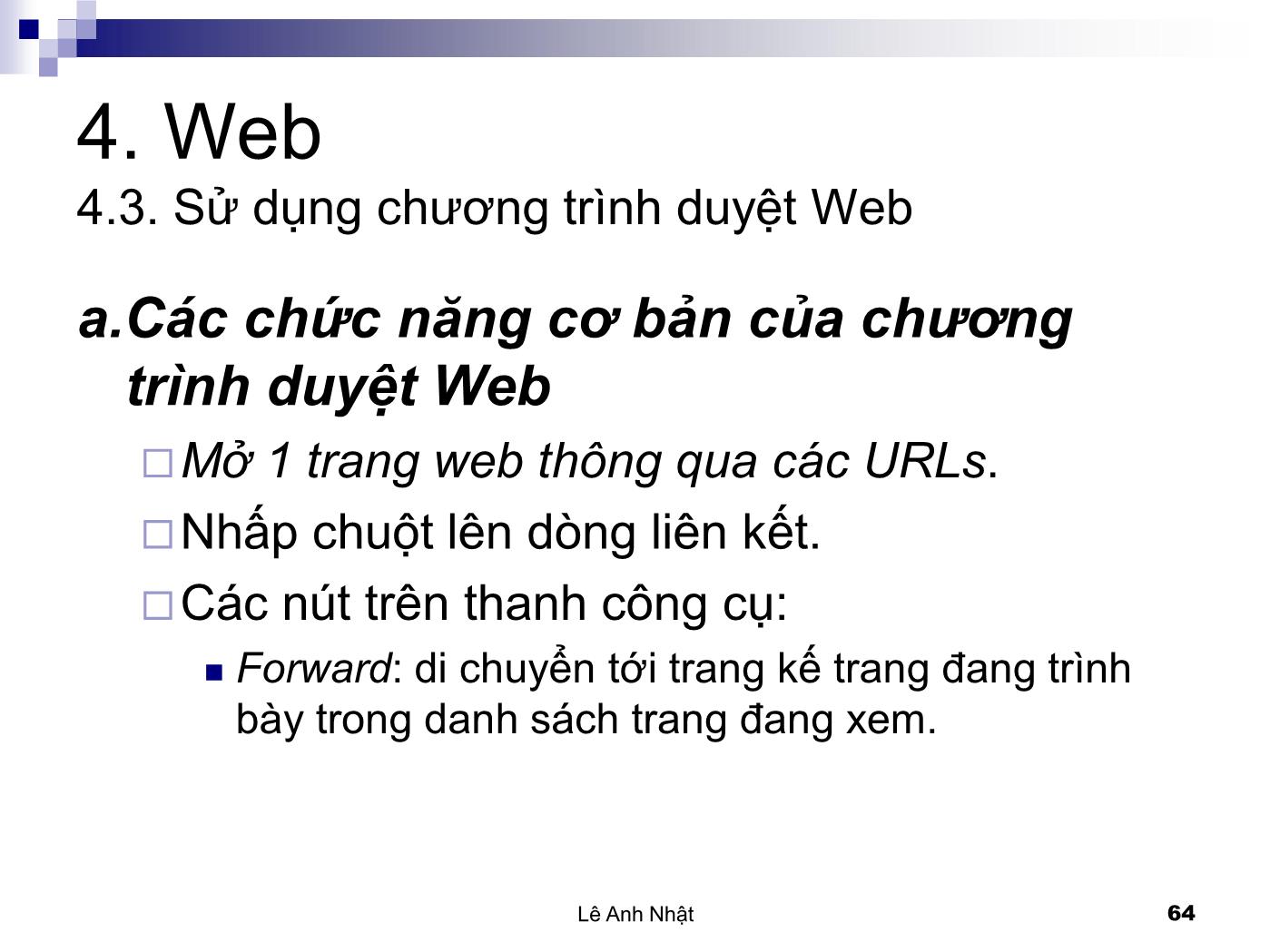 Bài giảng Internet - Bài 4: Web - Lê Anh Nhật trang 7