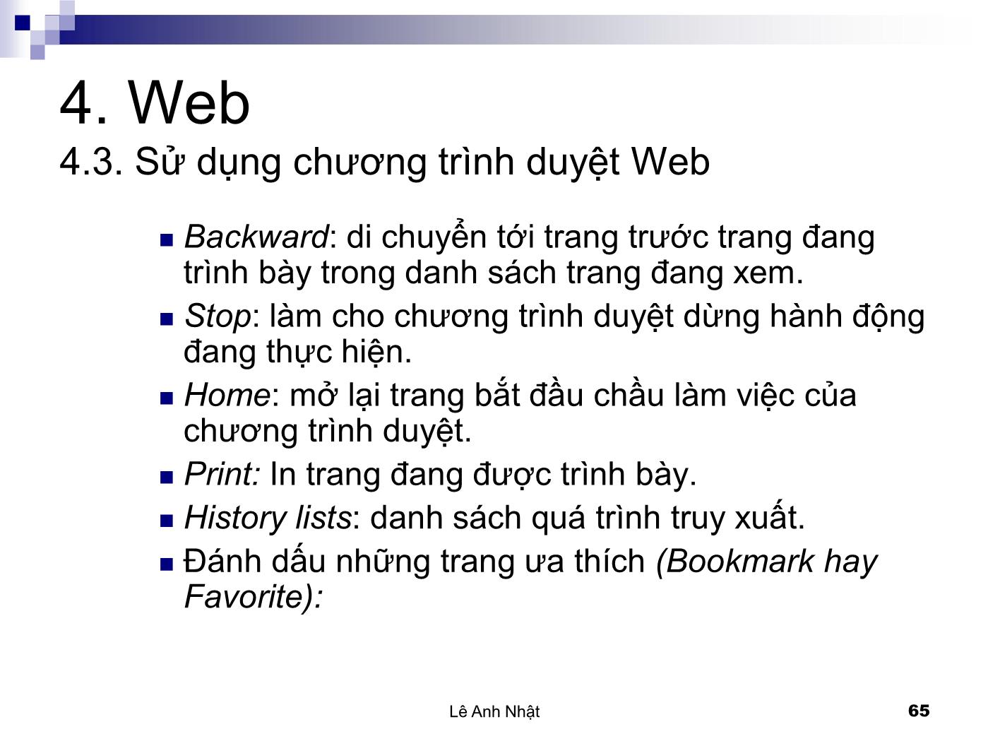 Bài giảng Internet - Bài 4: Web - Lê Anh Nhật trang 8