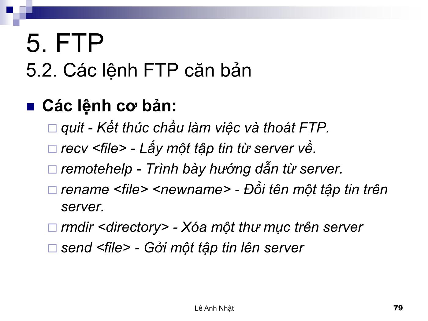 Bài giảng Internet - Bài 5: FTP - Lê Anh Nhật trang 8