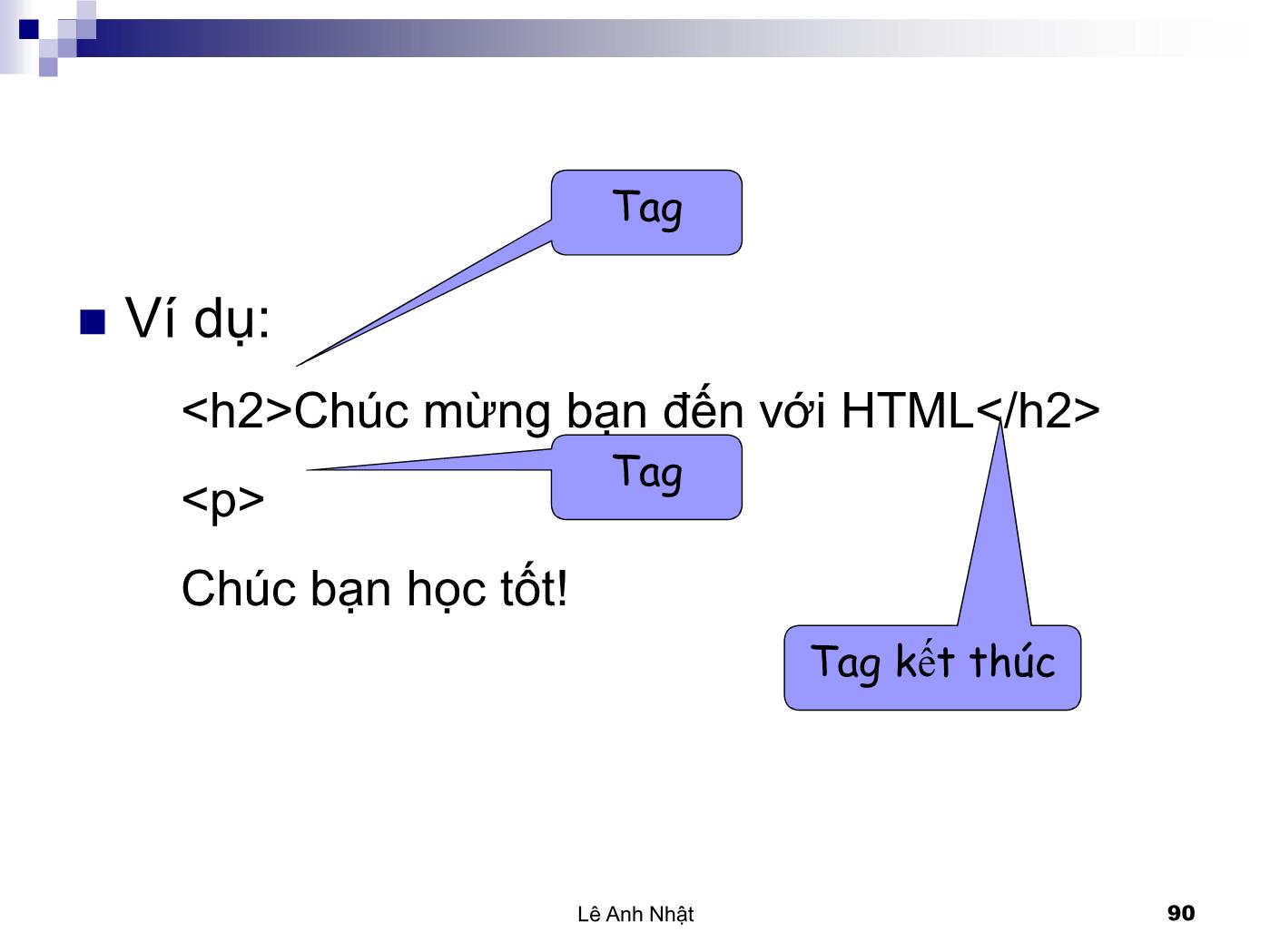 Bài giảng Internet - Bài 6: Ngôn ngữ HTML - Lê Anh Nhật trang 10