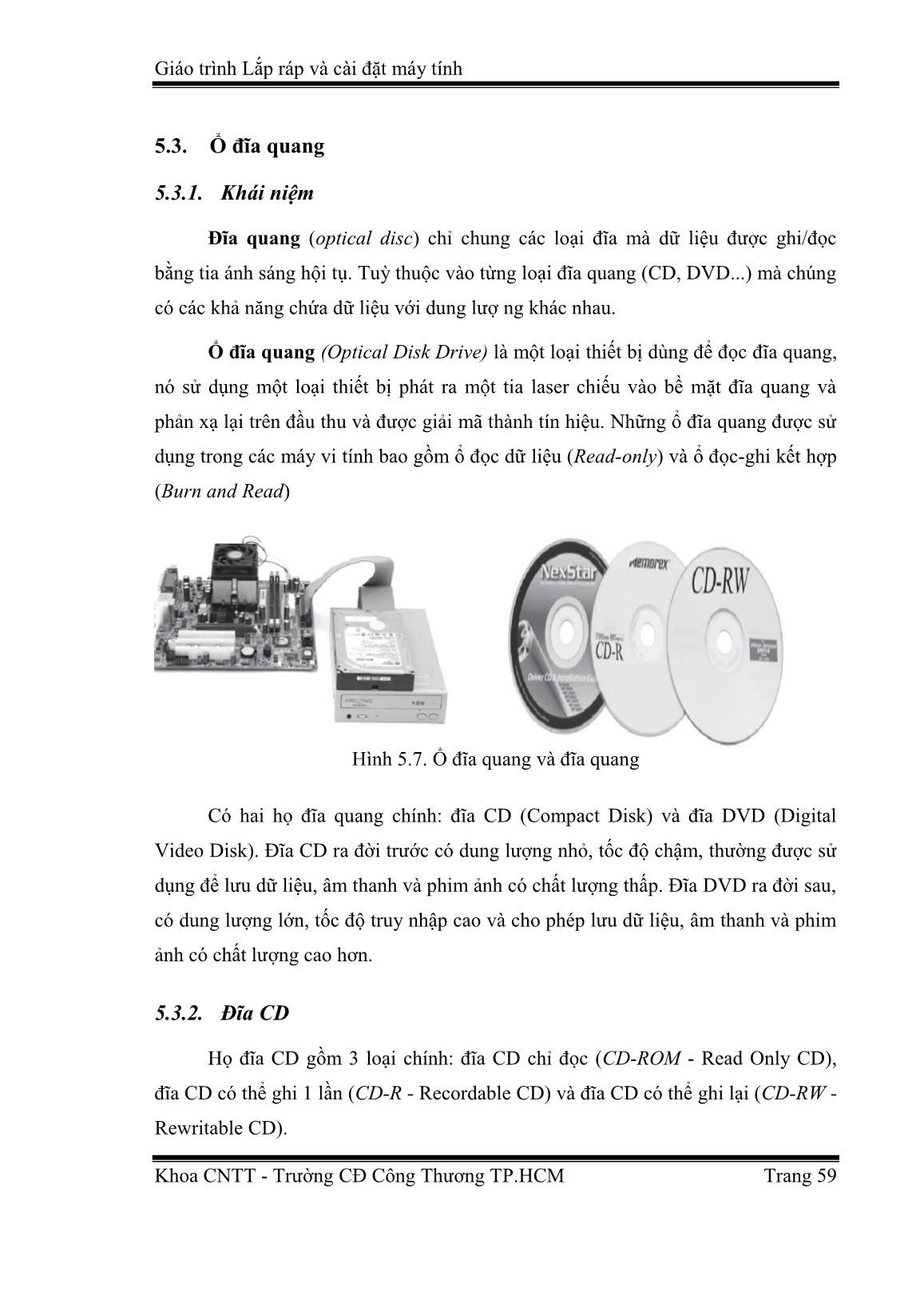 Giáo trình Lắp ráp và cài đặt máy tính (Phần 2) - Huỳnh Trọng Đức trang 8