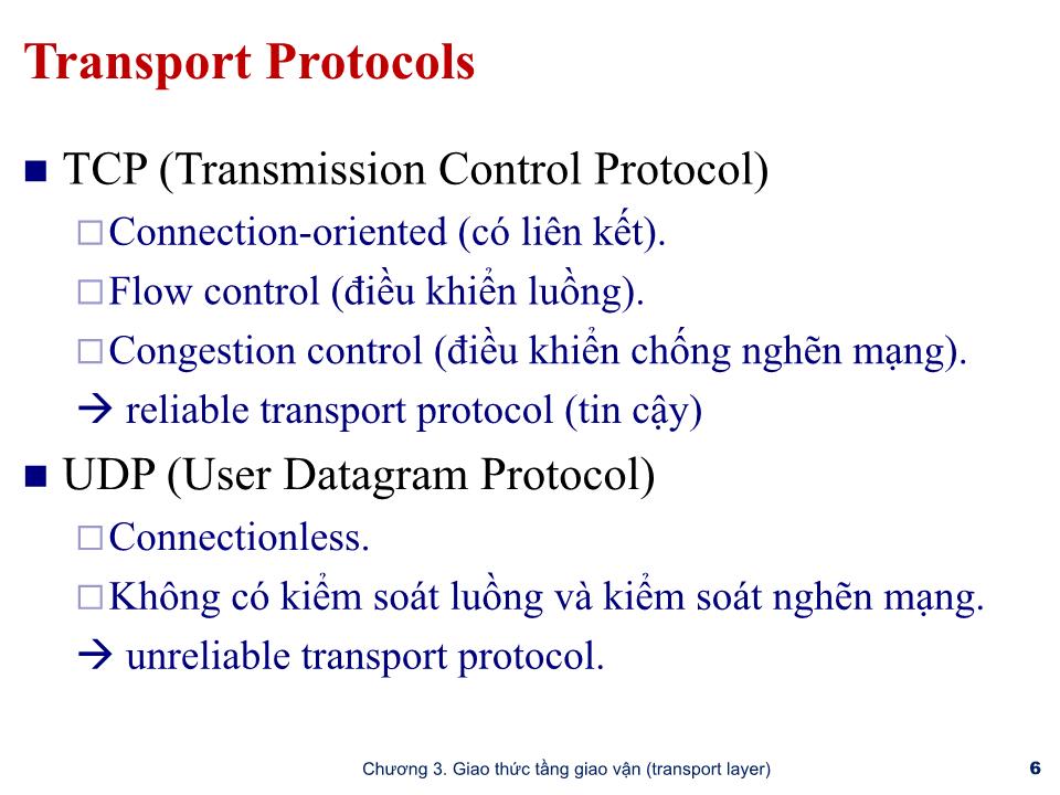 Bài giảng Mạng máy tính - Chương 3: Tầng giao vận (Transport layer) - Trần Quang Diệu trang 6