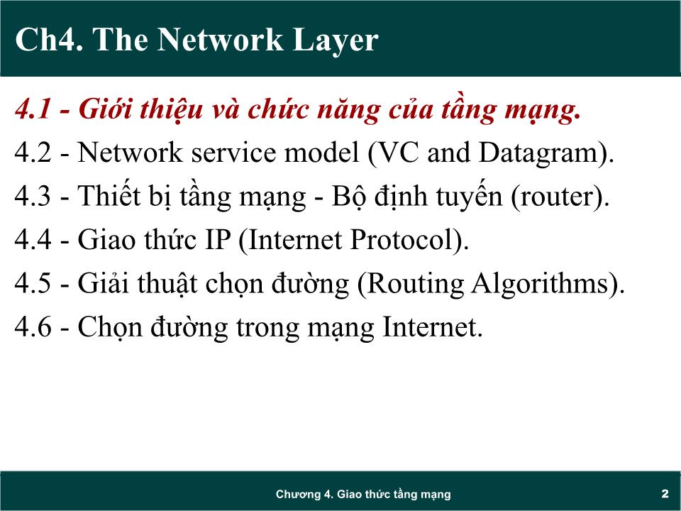 Bài giảng Mạng máy tính - Chương 4: Giao thức tầng mạng (Network layer) - Trần Quang Diệu trang 2