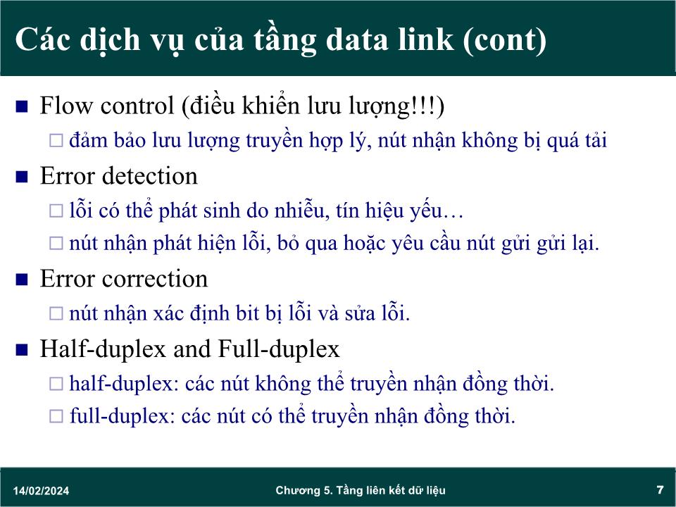 Bài giảng Mạng máy tính - Chương 5: Giao thức tầng liên kiết dữ liệu (Data link) - Trần Quang Diệu trang 7