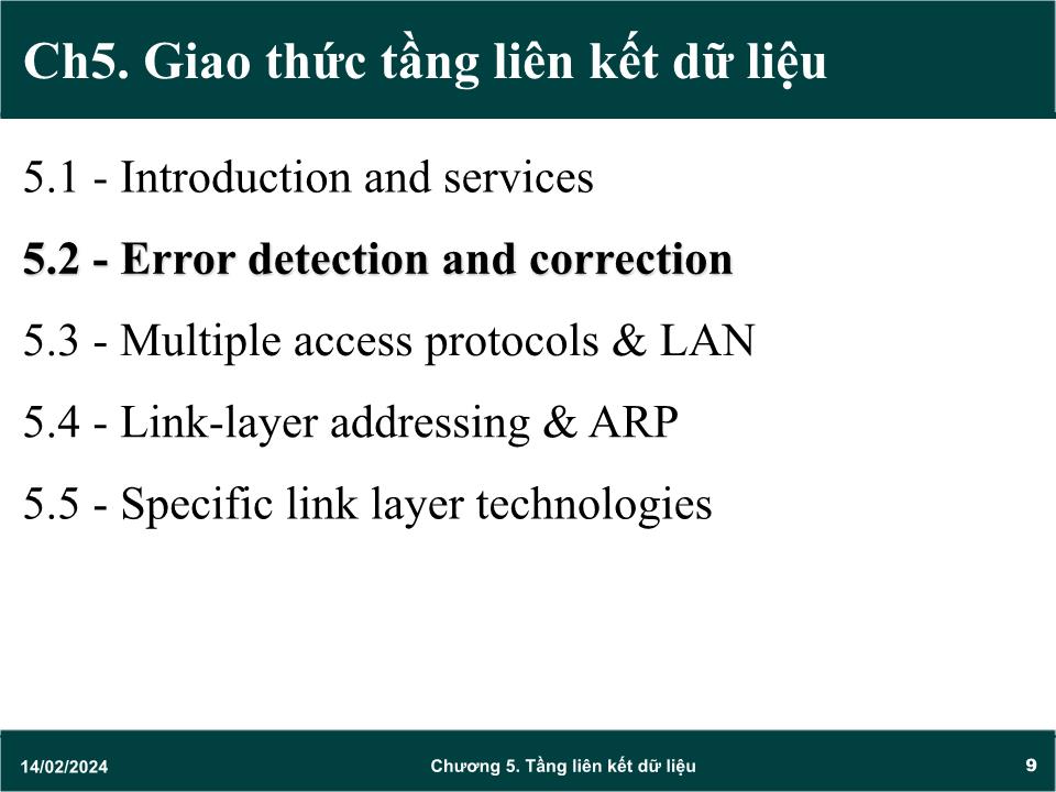 Bài giảng Mạng máy tính - Chương 5: Giao thức tầng liên kiết dữ liệu (Data link) - Trần Quang Diệu trang 9