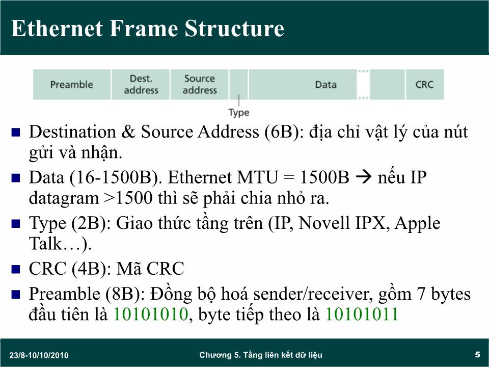 Bài giảng Mạng máy tính - Chương 5: Giao thức tầng liên kiết dữ liệu (Data link) (Tiếp theo) - Trần Quang Diệu trang 5