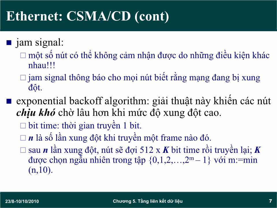 Bài giảng Mạng máy tính - Chương 5: Giao thức tầng liên kiết dữ liệu (Data link) (Tiếp theo) - Trần Quang Diệu trang 7