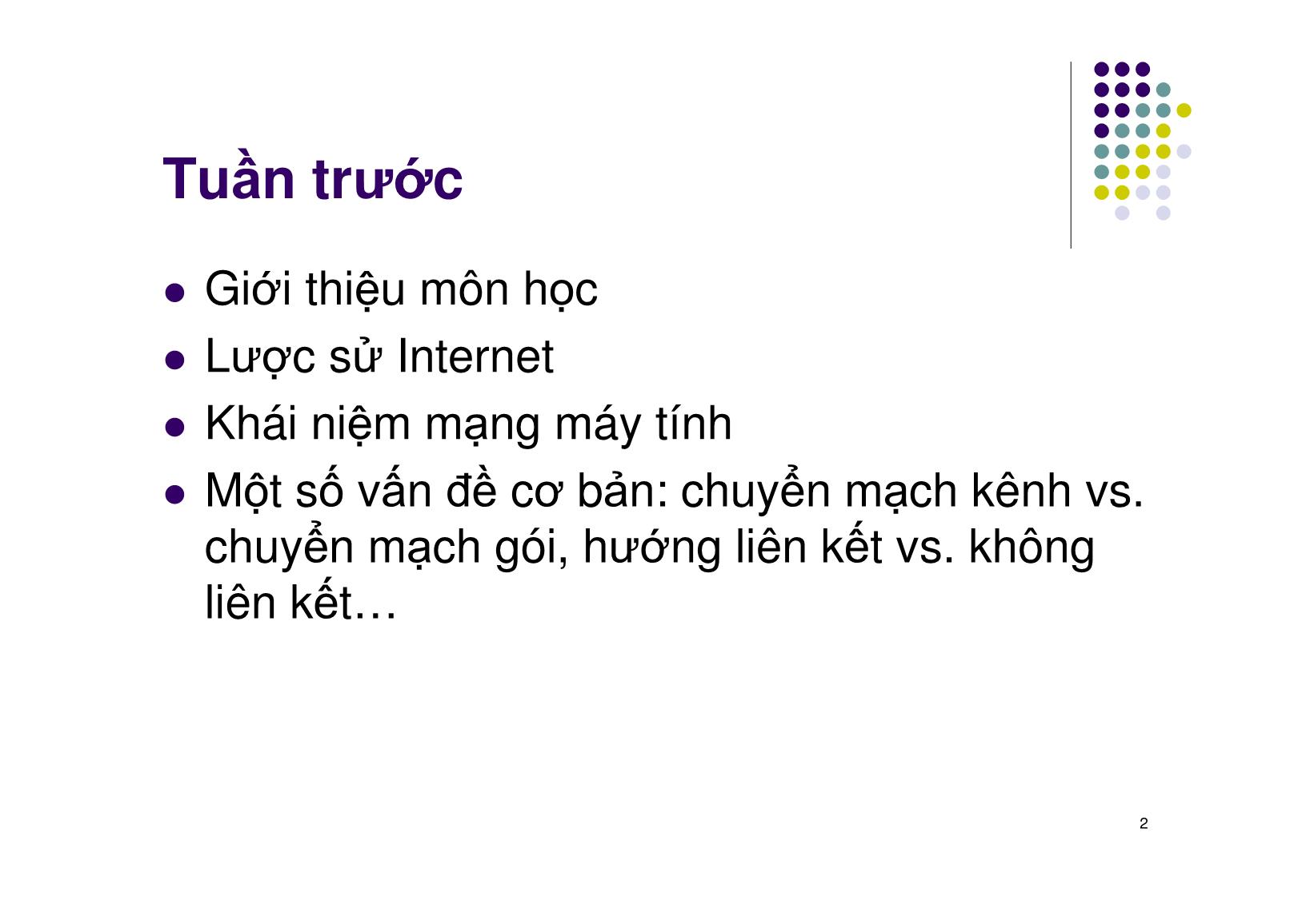 Bài giảng Mạng máy tính - Chương 2: Các khái niệm cơ bản về mạng máy tính - Ngô Hồng Sơn trang 2