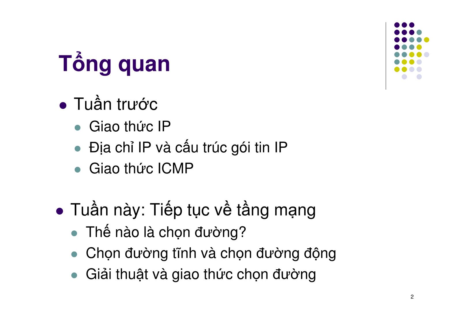 Bài giảng Mạng máy tính - Chương 4: Chọn đường - Routing - Ngô Hồng Sơn trang 2