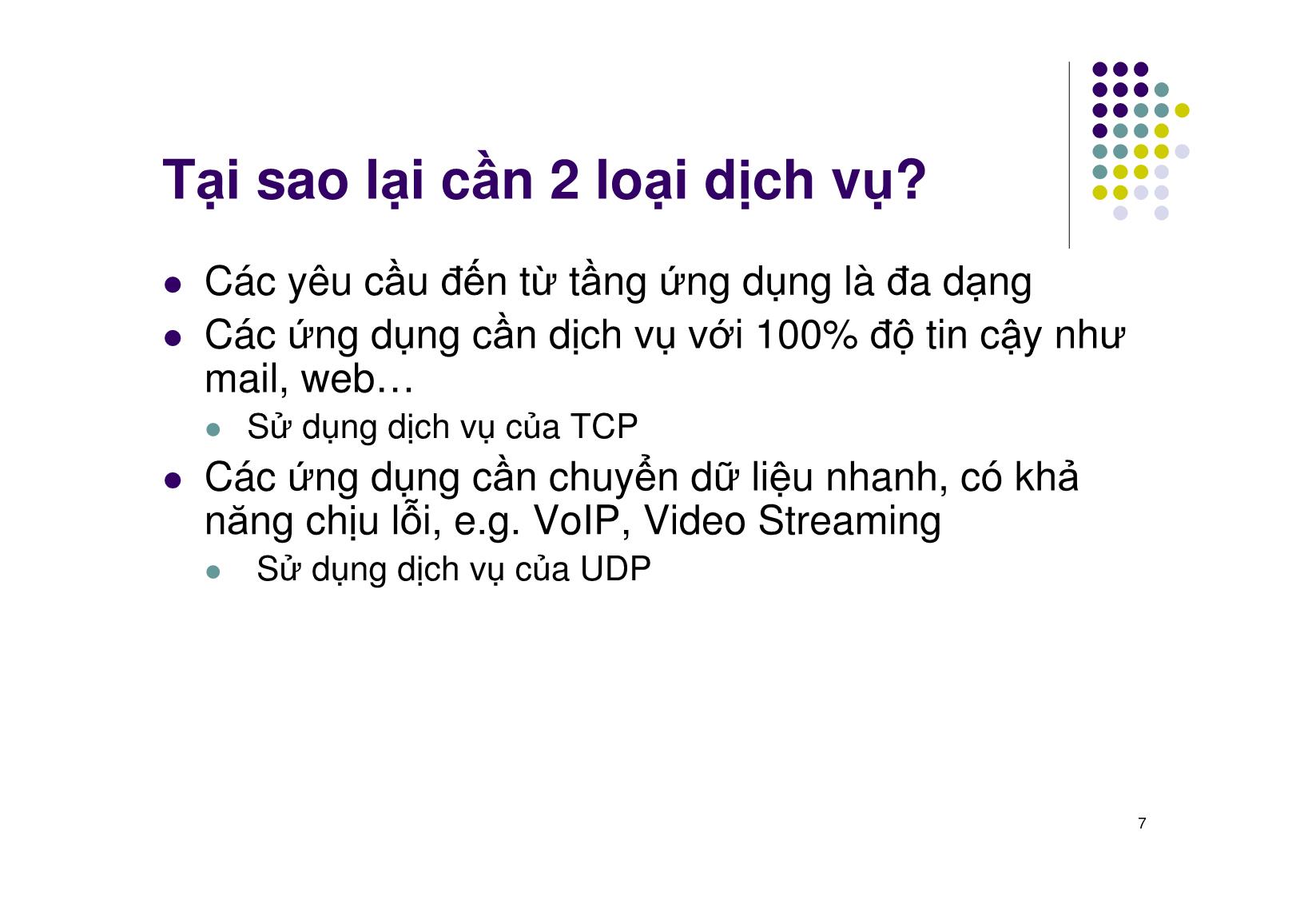 Bài giảng Mạng máy tính - Chương 6: Tầng giao vận - Ngô Hồng Sơn trang 7