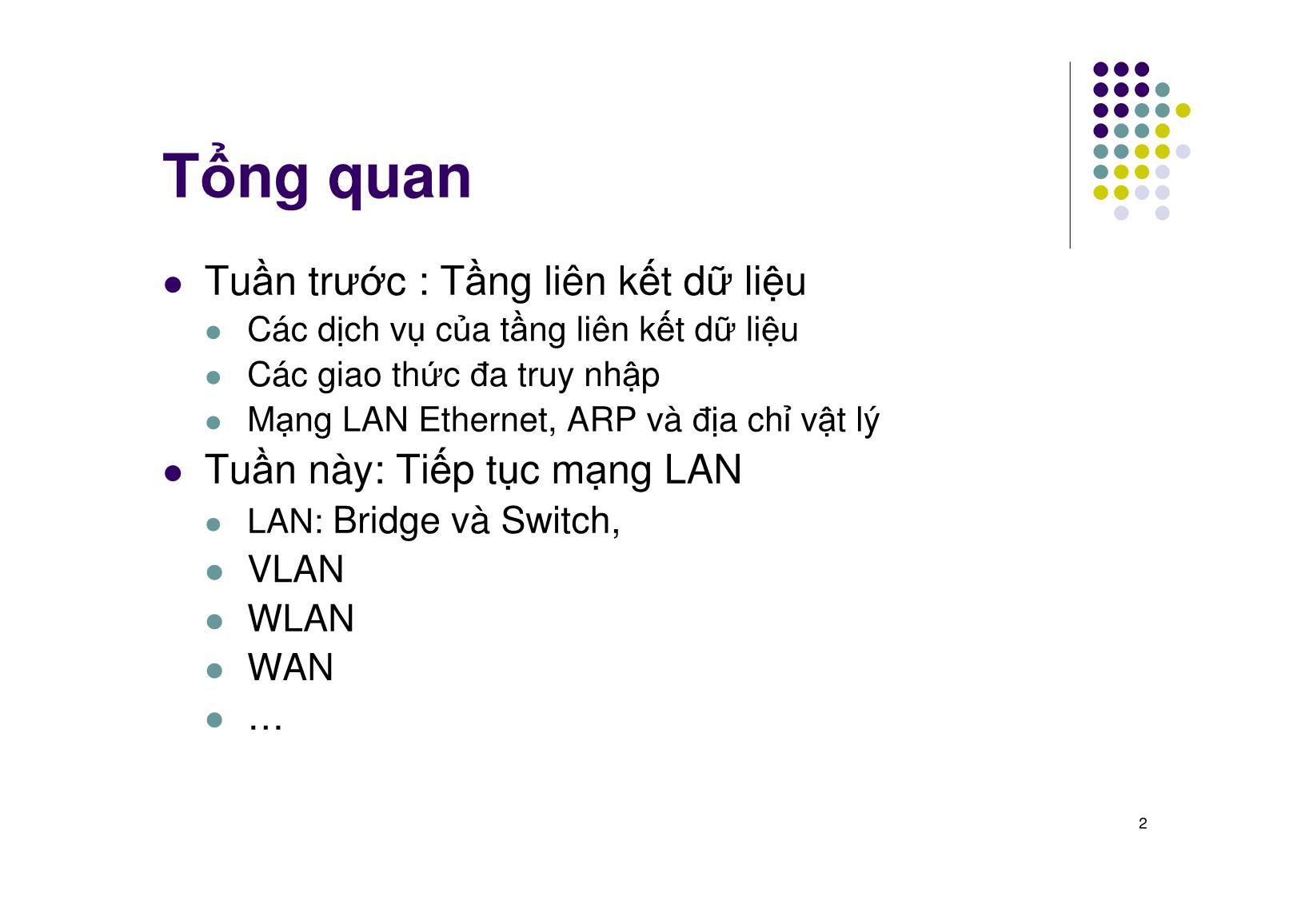 Bài giảng Mạng máy tính - Chương 8: LAN & WAN - Ngô Hồng Sơn trang 2