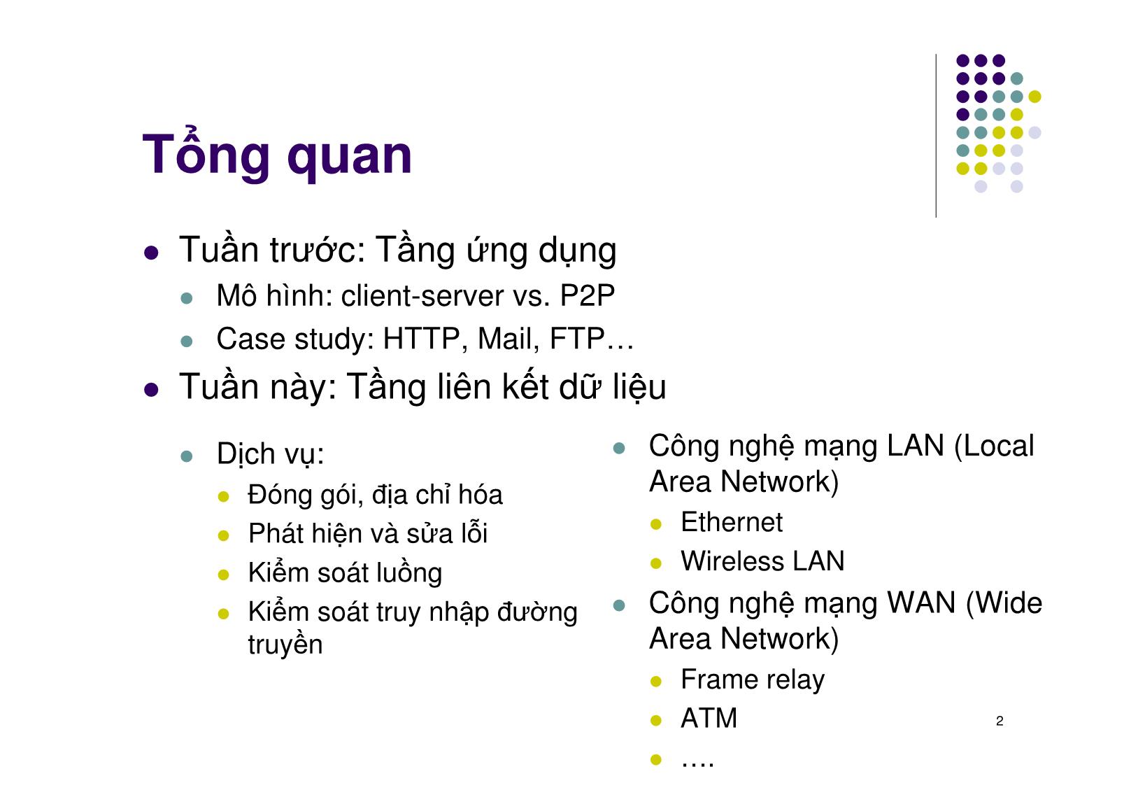 Bài giảng Mạng máy tính - Chương 8: Tầng liên kết dữ liệu - Ngô Hồng Sơn trang 2