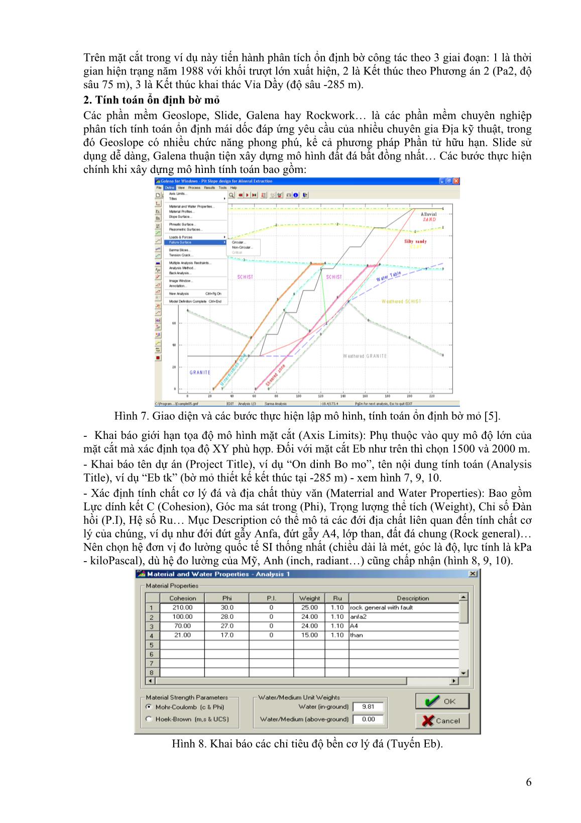 Ứng dụng tin học phân tích tính toán ổn định bờ mỏ lộ thiên trang 6