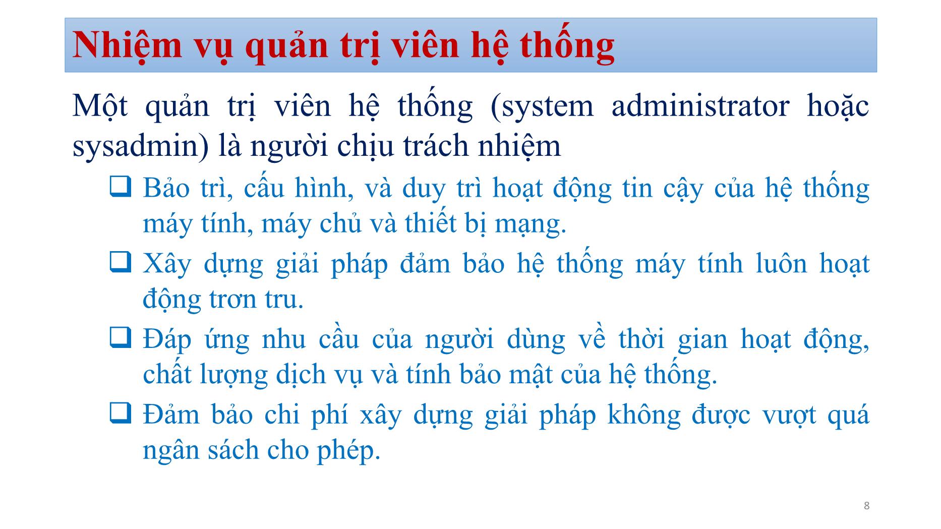 Bài giảng Quản trị mạng - Chương 1: Tổng quan quản trị mạng - Bùi Minh Quân trang 8