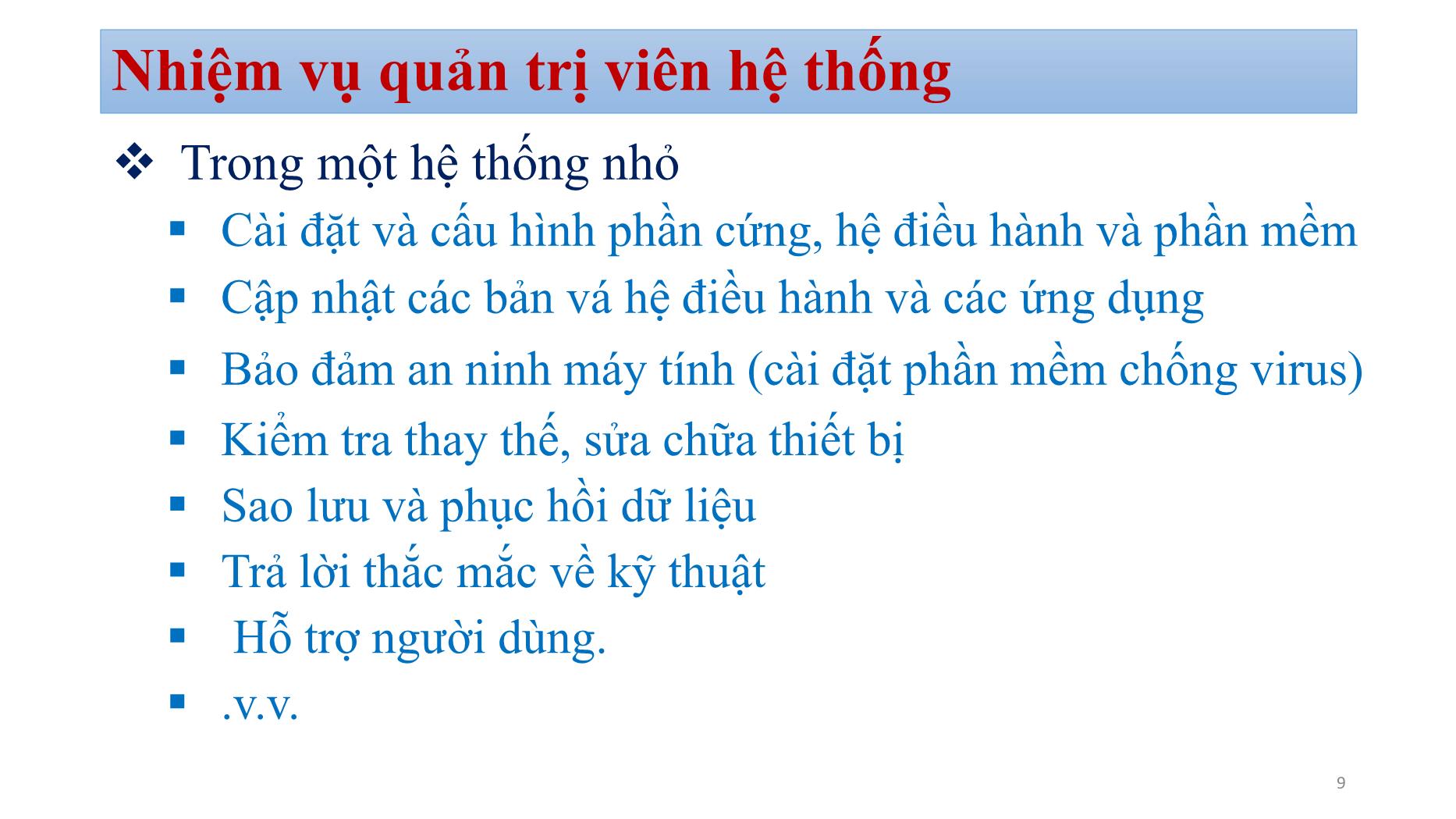 Bài giảng Quản trị mạng - Chương 1: Tổng quan quản trị mạng - Bùi Minh Quân trang 9