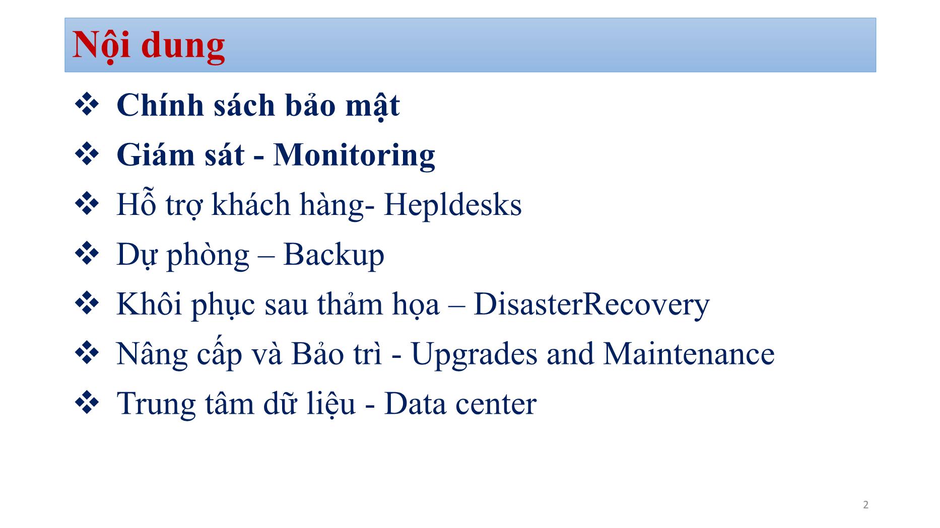 Bài giảng Quản trị mạng - Chương 3: Chiến lược quản trị mạng - Bùi Minh Quân trang 2