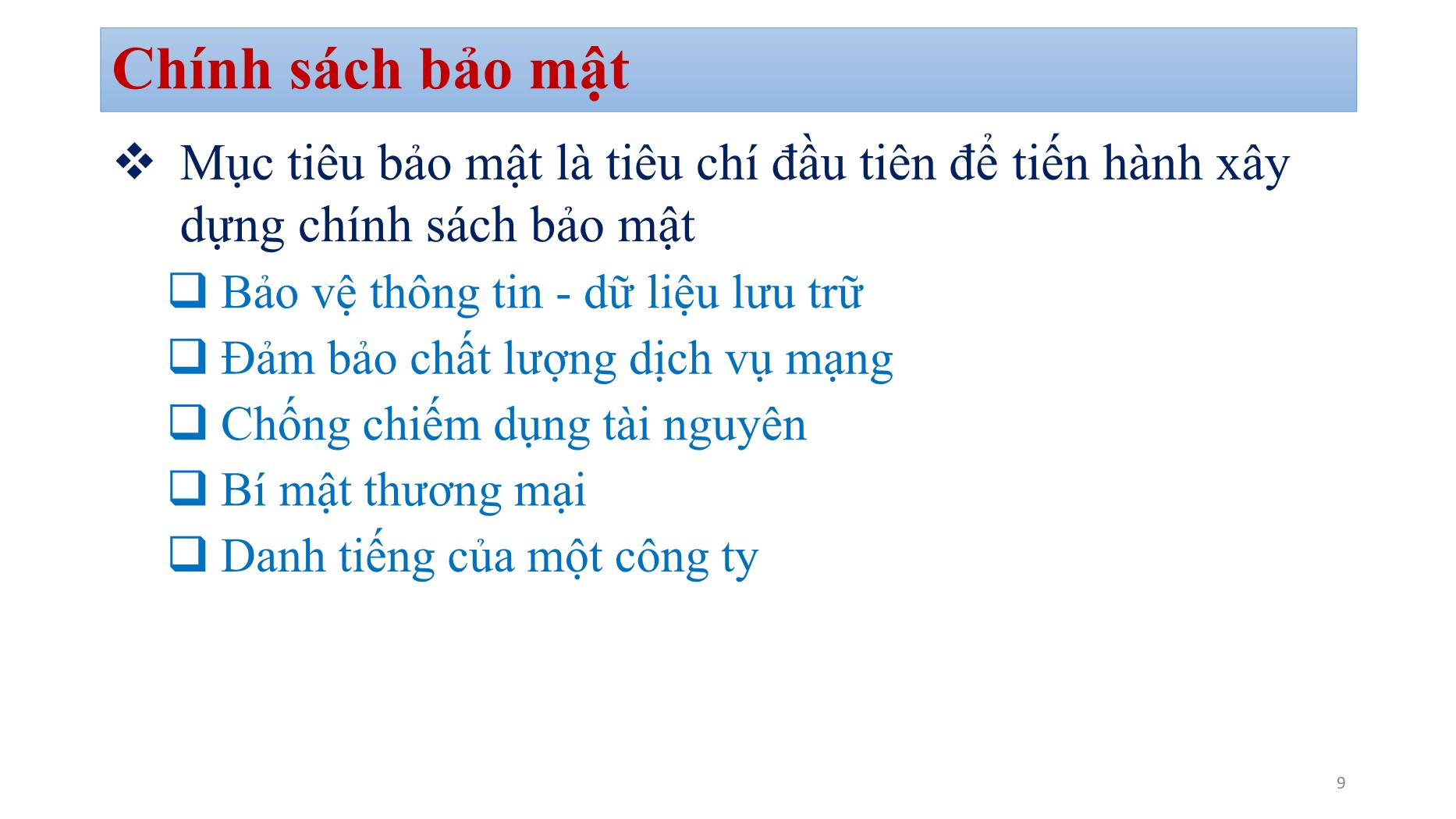 Bài giảng Quản trị mạng - Chương 3: Chiến lược quản trị mạng - Bùi Minh Quân trang 9