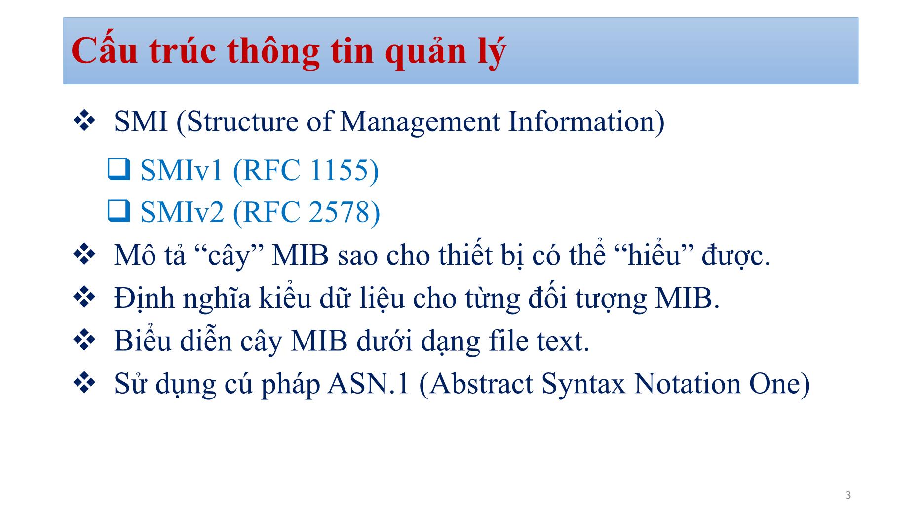 Bài giảng Quản trị mạng - Chương 5: SNMP managerment (Phần 2) - Bùi Minh Quân trang 3