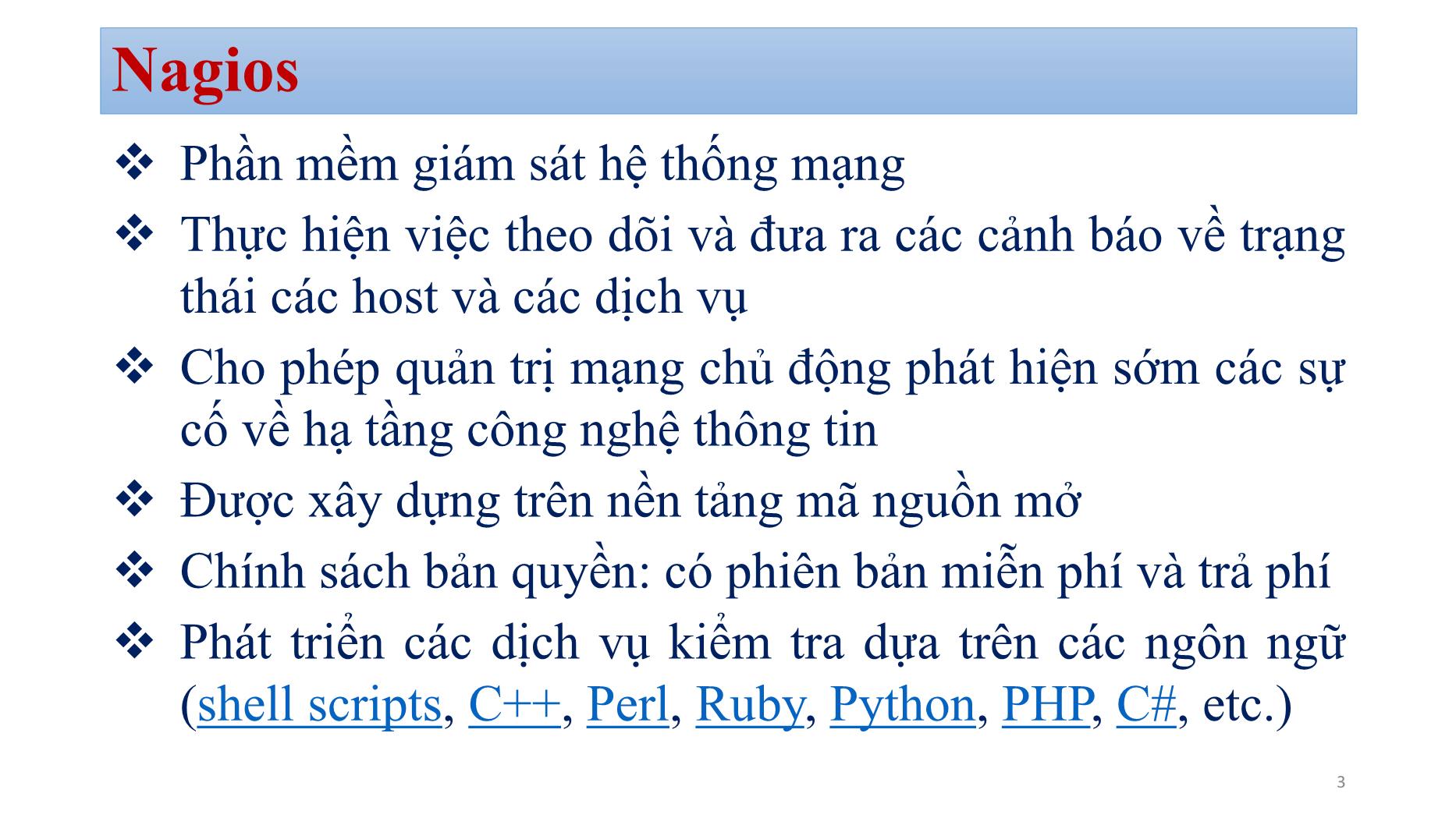 Bài giảng Quản trị mạng - Chương 6: Nagios - Bùi Minh Quân trang 3