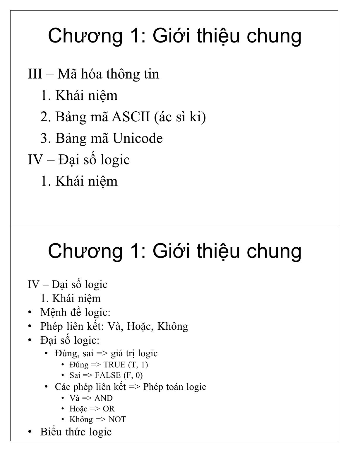 Bài giảng Tin học cơ sở - Chương 1: Giới thiệu chung - Học viện Nông nghiệp Việt Nam trang 10