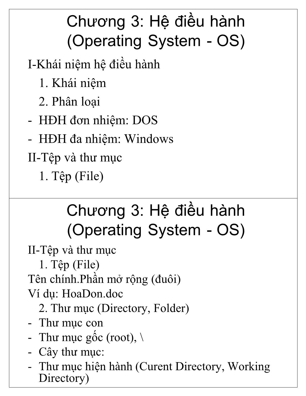 Bài giảng Tin học cơ sở - Chương 3: Hệ điều hành (Operating System - OS) - Học viện Nông nghiệp Việt Nam trang 2