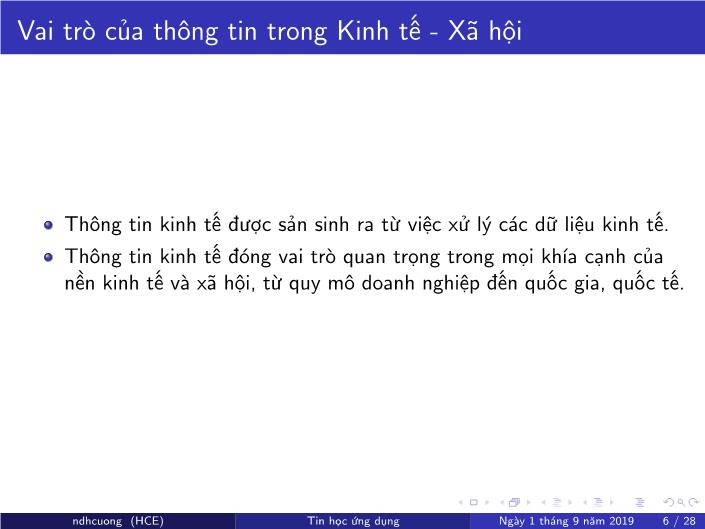 Bài giảng Tin học ứng dụng - Chương 1: Một số khái niệm cơ bản - Năm học 2019-2020 - Nguyễn Đình Hoa Cương trang 6